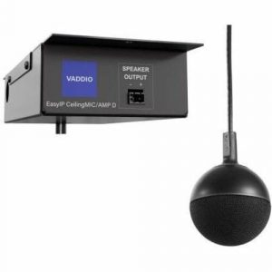 Vaddio EasyIP CeilingMIC/AMP D Wired Microphone - Black - TAA Compliant - 3 ft - 4 Ohm - Uni-directional, Cardioid - Ceiling Mount - RJ-45 999-86820-000