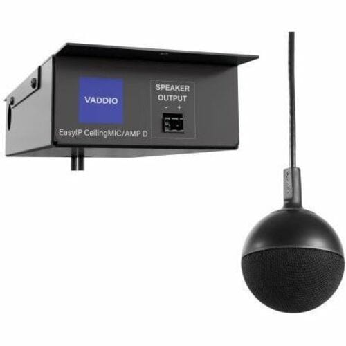 Vaddio EasyIP CeilingMIC/AMP D Wired Microphone - Black - TAA Compliant - 3 ft - 4 Ohm - Uni-directional, Cardioid - Ceiling Mount - RJ-45 999-86820-000