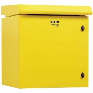 Eaton Tripp Lite Series SmartRack Industrial Enclosure - NEMA 3R, Wall Mount, Metal, Locking, Fan With Thermal Switch, 23 in. Depth, 12U, Yellow - For Computer, DVR, LAN - SRN3RY12U