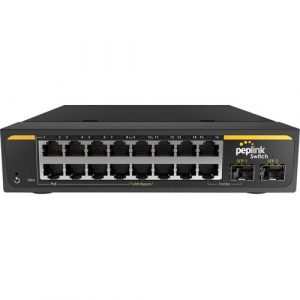 Pepwave SD Ethernet Switch - 16 Ports - Manageable - Gigabit Ethernet - 10/100/1000Base-T, 1000Base-X - 3 Layer Supported - Modular - 2 SFP Slots - 20 W - PSW-16-240W-RUG