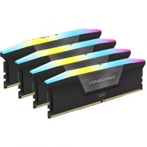 Corsair Vengeance RGB 192GB (4x48GB) DDR5 DRAM 5200MHz C38 Memory Kit - Black - For Desktop PC, Motherboard - 192 GB (4 x 48GB) - DDR5-5200/PC5-41600 DDR5 SDRAM - CMH192GX5M4B5200C38