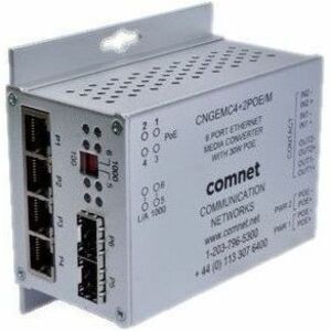 6 PORT GB E NET MEDIA CONVERT 2 SFP FX 4TX W/30W POE+ 2 CONTACTS - CNGEMC4+2POE/M