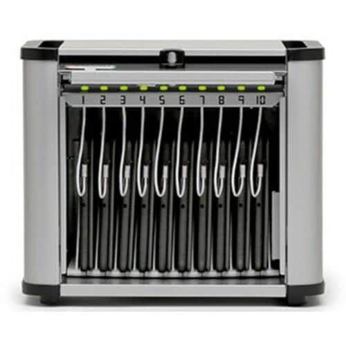 Bretford PureCharge Pro Station - Up to 13" Screen Support - 10 Devices Supported - 15" Height x 17.20" Width x 15.70" Depth - Steel - Platinum - - PCPDS10C-PM - Image 4