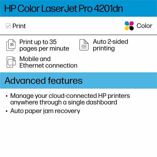 HP LaserJet Pro 4200 4201dn Desktop Wired Laser Printer - Color - 40 ppm Mono / 40 ppm Color - Automatic Duplex Print - 300 Sheets Input - - 4RA85F#BGJ - Image 20