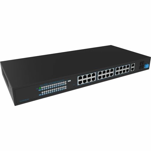 Wisenet SKY Ethernet Switch - 26 Ports - Gigabit Ethernet - 10/100/1000Base-T, 1000Base-X - 2 SFP Slots - 370 W PoE Budget - Optical Fiber, Twisted Pair - - SKY-SW28G-001 - Image 3