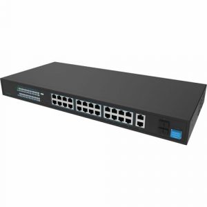 Wisenet SKY Ethernet Switch - 26 Ports - Gigabit Ethernet - 10/100/1000Base-T, 1000Base-X - 2 SFP Slots - 370 W PoE Budget - Optical Fiber, Twisted Pair - - SKY-SW28G-001