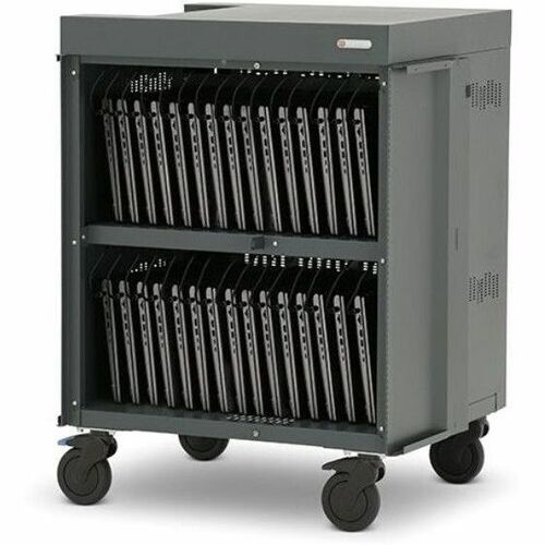 Bretford CUBE Cart Max Mobile Charging Cart - 2 Shelf - 4 Casters - 5" Caster Size - Steel - 29.70" Width x 26.30" Depth x 40.10" Height - TVCMX30PAC-PM - Image 3