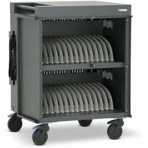 Bretford CUBE Cart Max Mobile Charging Cart - 2 Shelf - 4 Casters - 5" Caster Size - Steel - 29.70" Width x 26.30" Depth x 40.10" Height - TVCMX30PAC-PM