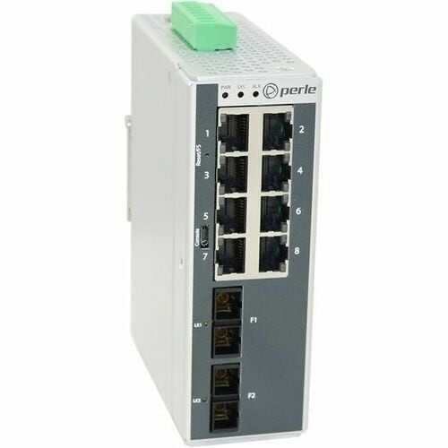 Perle IDS-710-C2MD2 Ethernet Switch - 8 Ports - Manageable - Gigabit Ethernet - 10/100/1000Base-T, 1000Base-LX - 3 Layer Supported - 2 SFP Slots - 8 W Power Consumption - 7017570