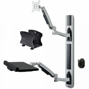 StarTech.com Wall Mount Workstation, VESA Mount 22lb/10kg, Fully Articulating Monitor Mount & Keyboard Tray, Standing Desk w/PC Bracket - Wall mount workstation w/ articulating arms - VESA mount - 2PASTSC-WALL-MOUNT