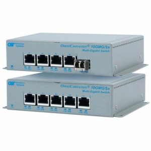 Omnitron Systems 10G Unmanaged Multi-Gigabit / Multi-Rate Ethernet Switch - 1x 1000/10GBASE-X (SFP/SFP+) + 2x 10/100/1000/2.5G/5G/10GBASE-T, 2x 10/100/1000BASE-T, AC Powered, 5 Year Warranty 9650-0-14-1