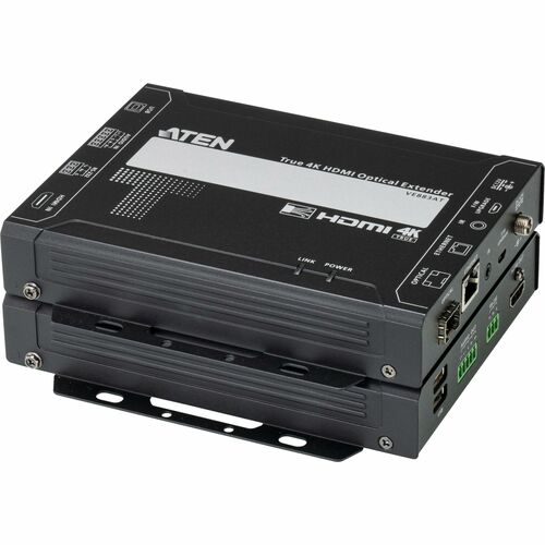 ATEN VE883AK2 Video Extender Transceiver - 32808.40 ft RangeNetwork (RJ-45)USBHDMI InHDMI Out - 4K - 4096 x 2160 - Twisted Pair - Rack-mountable VE883AK2