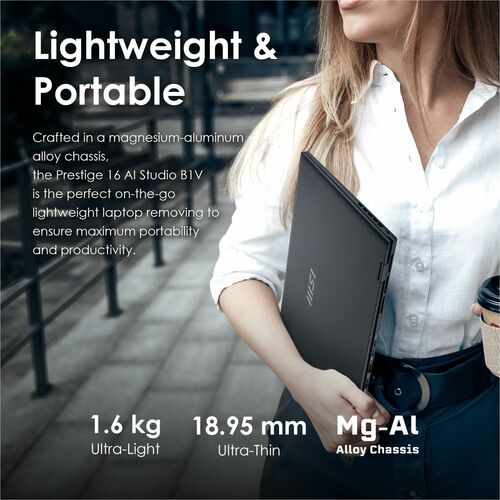 MSI Prestige AI Studio 16 in Ultrabook Laptop Intel EVO Core Ultra 7-155H RTX4060 32GB 1TB SSD W11P - Intel Chip - 2560 x 1600 - Windows 11 - PRE16STU14091 - Image 26