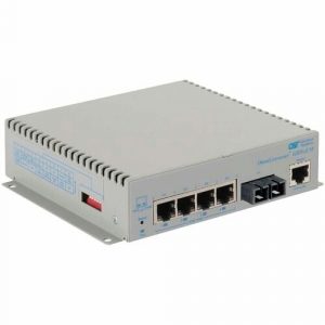 Omnitron Systems OmniConverter GHPoEBT/M Transceiver/Media Converter - Network (RJ-45) - 4 x 60W PoE (RJ-45) Ports - 1 x SC Ports - Single-mode - 0.1 mil Fiber - - 3103B-2-14-1