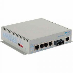 Omnitron Systems OmniConverter GHPoEBT/M Transceiver/Media Converter - Network (RJ-45) - 4 x 60W PoE (RJ-45) Ports - 1 x SC Ports - Multi-mode - 0 mil Fiber - - 3102B-0-14-1