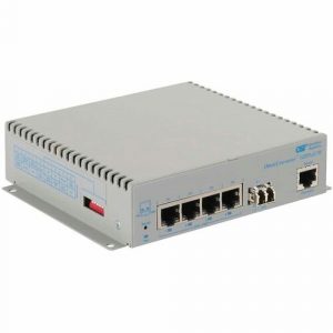 Omnitron Systems OmniConverter GHPoEBT/M Transceiver/Media Converter - Network (RJ-45) - 4 x 60W PoE (RJ-45) Ports - 1 x LC Ports - Multi-mode - 0 mil Fiber - - 3106B-0-14-9Z