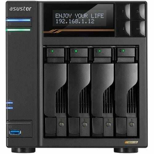 Asustor Lockerstor 4 Gen3 AS6804T, 4 Bay NAS, AMD Ryzen Quad-Core 2.3 GHz, 16GB RAM ECC DDR5, 4 M.2 NVMe Slots, Dual 5GbE and Dual 10GbE Port, USB - AS6804T