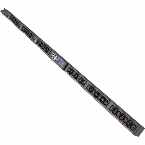 Eaton 3-Phase Metered Input Rack PDU G4, 208V, 42 Outlets, 24A, 8.6kW, L15-30 Input, 10 ft. Cord, 0U Vertical - Metered - NEMA L15-30P - 24 x IEC - EVMI1530X