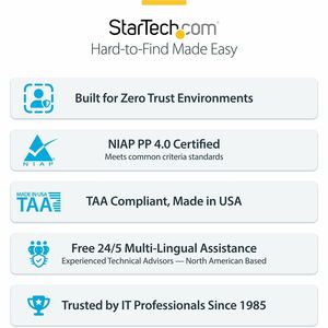 StarTech.com SECURE 4-PORT QUAD-MONITOR KVM NIAP 4.0 CAC US BUILT CK4-P404C