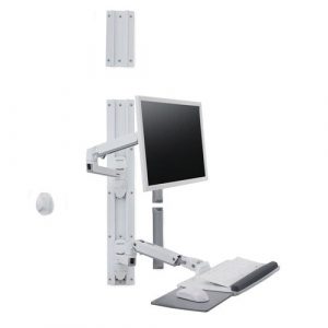 Ergotron Wall Mount Track for Keyboard, LCD Monitor, Mouse - White - 1 Display(s) Supported - 32" Screen Support - 30 lb Load Capacity - 75 x 75, - 45-551-216
