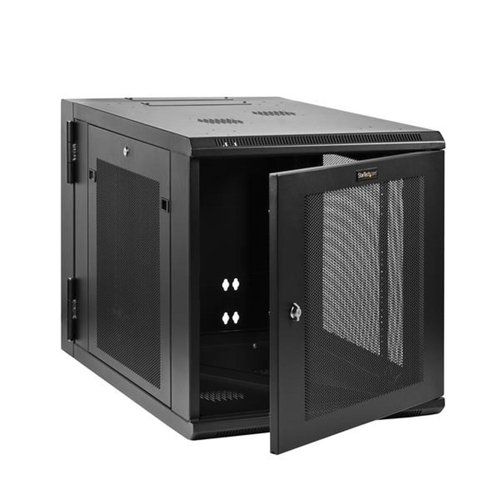 StarTech.com 4-Post 12U Wall Mount Network Cabinet, 19" Hinged Wall-Mounted Server Rack for IT Equipment, Flexible Lockable Rack Enclosure - Wall-Mount Server Rack for rackmount equipment - Flexible - RK1232WALHM - Image 2