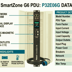 Panduit G6 MS PDU 32A/30A (24)C13(8)C19 IP44-3M BLK PK1 P32E06G