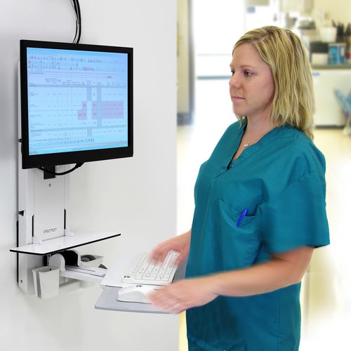 Ergotron StyleView Lift for Monitor, Keyboard, Mouse, Scanner - White - Height Adjustable - 24" Screen Support - 33 lb Load Capacity - 75 x 75, 100 x - 61-080-062 - Image 2