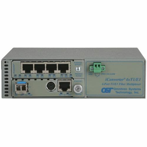 Omnitron Systems ICONV 4XT1/E1 MUX SC/SM/SF TX1.3/RX1.5/20KM SA 18-60VDC MGT CF3205