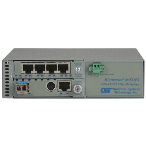 Omnitron Systems ICONV 4XT1/E1 MUX SC/SM/SF TX1.5/RX1.3/20KM SA 18-60VDC MGT CF3206