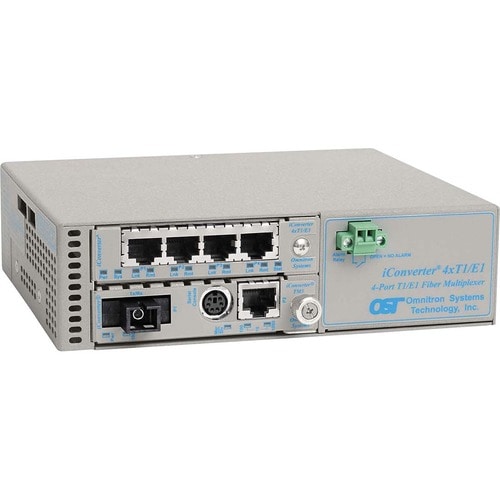 Omnitron Systems 4T1M SF MUX 4X T1/E1 +10/100 SC/SM TX15/RX13/40KM SA DC MNG CK7900