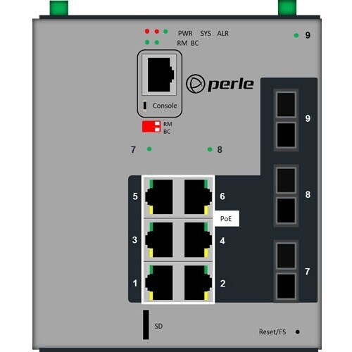 Perle Systems IDS-509F3PP6C2SD20SD120 SWITCH 6POE SC 2XFE SM20K 1X SM120K CTMP 9V3047
