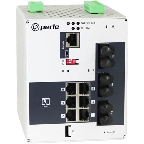Perle Systems IDS-509F3PP6T2SD40SD120 SWITCH 6POE ST 2XFE SM40K 1X SM120K CTMP 9V3056