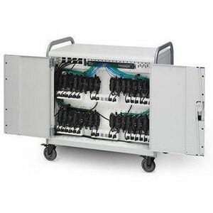 Bretford 24X LINK CART NETWORK READY W/ BACK DOORS TOPAZ/ALUMINUM MDMLAP24NR-TZAL