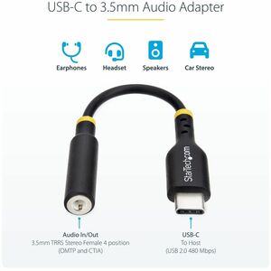 StarTech.com USB-C AUDIO ADAPTER TO 3.5MM TRRS HEADPHONE JACK - TYPE-C DONGLE USBCAUDIO2
