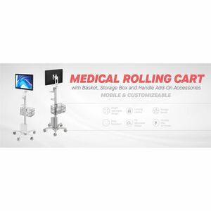 Cta Digital Inc. MEDICAL ROLLING CART W/ BASKET Storage Box Handle Add-On PAD-MEDRCBW