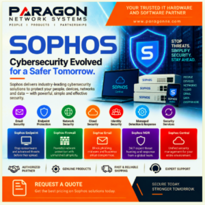 Sophos endpoint security, firewall, email security, MDR and cloud cybersecurity solutions from Paragon Network Systems