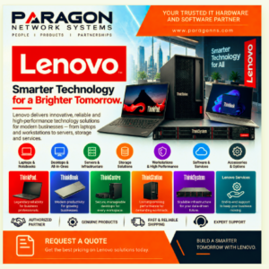 Lenovo ThinkPad laptops, ThinkStation workstations, ThinkSystem servers and enterprise technology from Paragon Network Systems